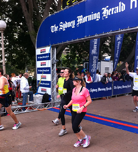 Team Keem member Tracey Jones finishing her first half marathon @ Sydney Half Marathon 2012